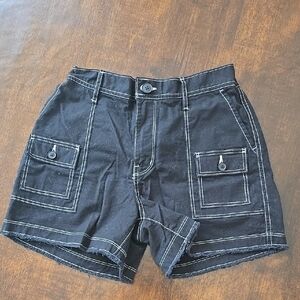 SO Black Utility Shorts with White Stitching